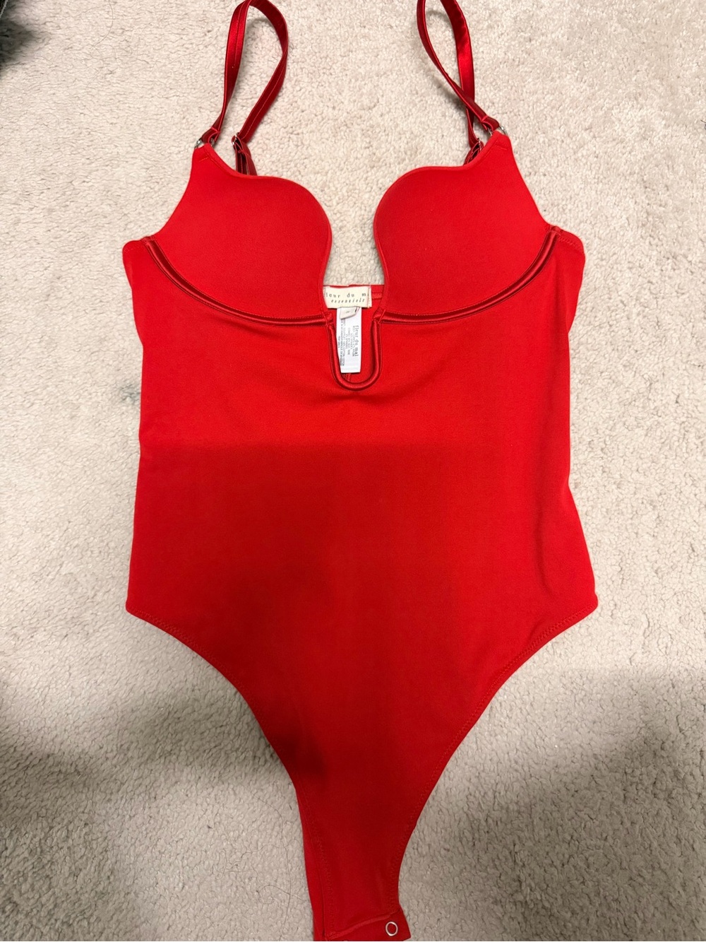 Fleur du Mal Red Sculpted-Cup Bodysuit